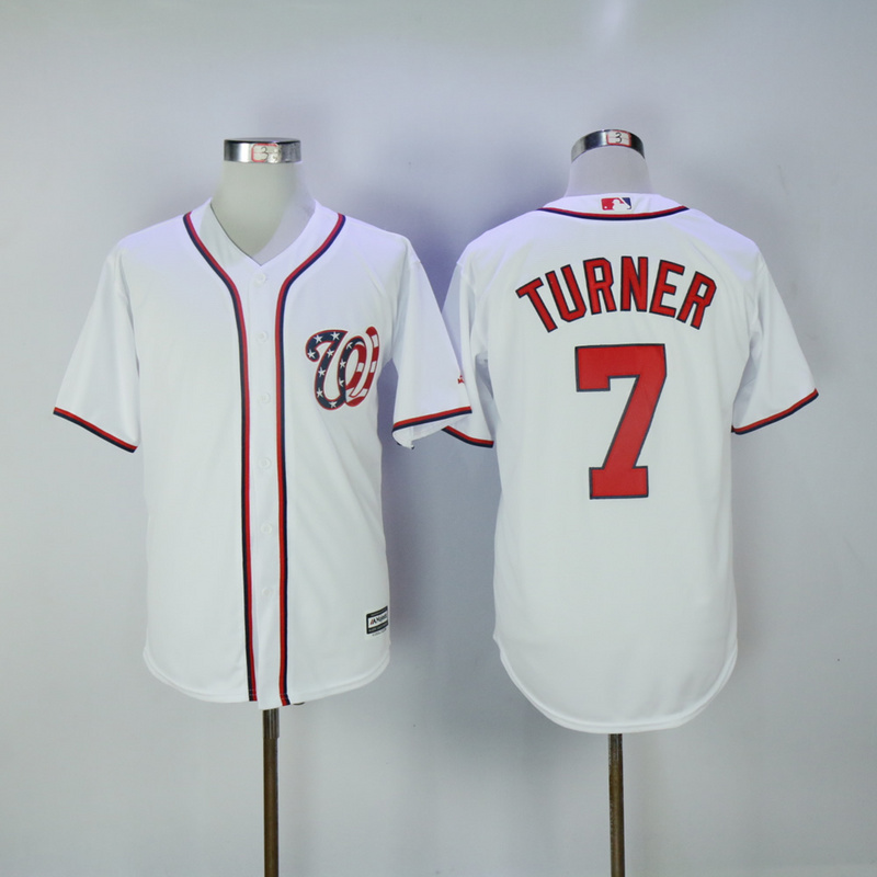 2017 MLB Washington Nationals #7 Turner White Game Jerseys